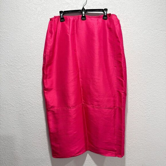 Vintage Jones New York 100% Silk  Fuchsia Pink Maxi Wrap Skirt Women’s 18W - Picture 1 of 7